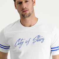 White Crew Neck Slim Fit Printed Cotton T-shirt