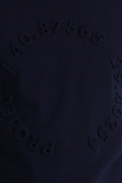 Black and Navy Blue Crew Neck Slim Fit Printed Cotton T-Shirt