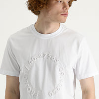 White Crew Neck Slim Fit Printed Cotton T-shirt