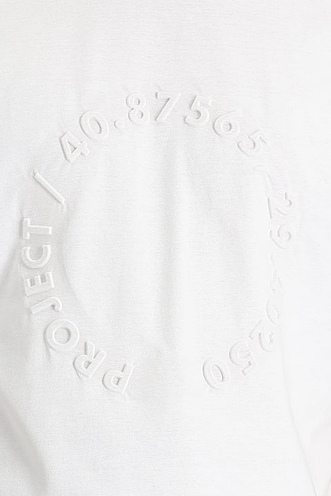 White Crew Neck Slim Fit Printed Cotton T-shirt