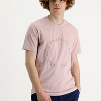 Medium Pink Crew Neck Slim Fit Printed Cotton T-Shirt