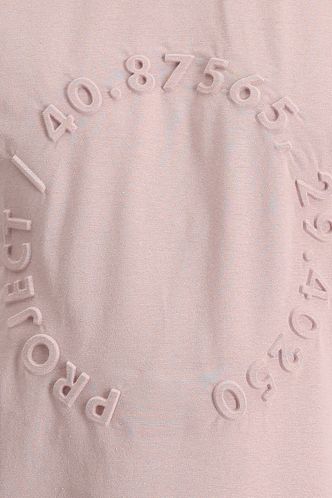 Medium Pink Crew Neck Slim Fit Printed Cotton T-Shirt