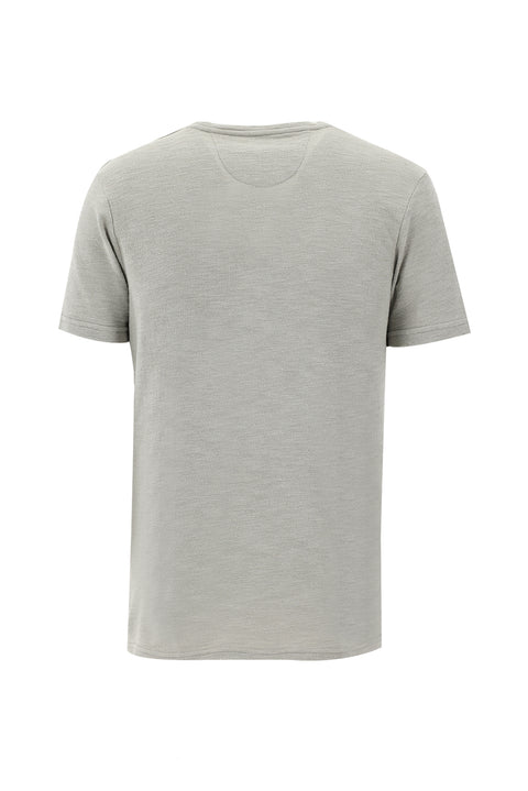 Light Grey Eco-Line Crew Neck Slim Fit Printed Cotton T-Shirt