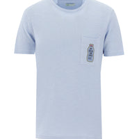 Light Blue Eco-Line Crew Neck Slim Fit Printed Cotton T-Shirt