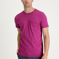 Fuchsia Crew Neck Slim Fit Printed Cotton T-shirt
