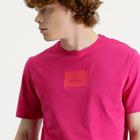 Fuchsia Crew Neck Slim Fit Printed T-Shirt