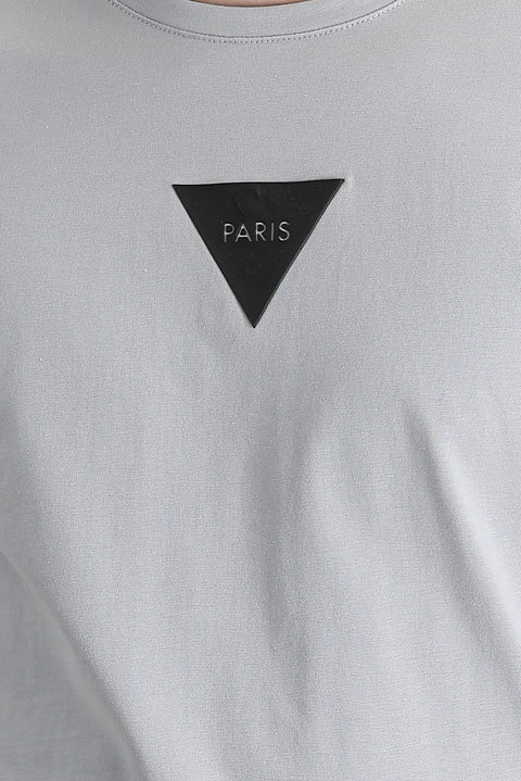 Medium Grey Crew Neck Slim Fit Printed T-Shirt