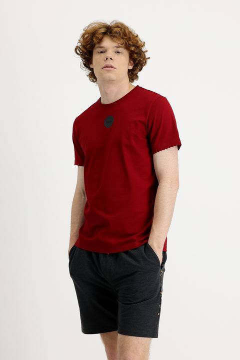 Flag Red Crew Neck Slim Fit Printed T-Shirt