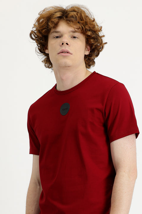 Flag Red Crew Neck Slim Fit Printed T-Shirt
