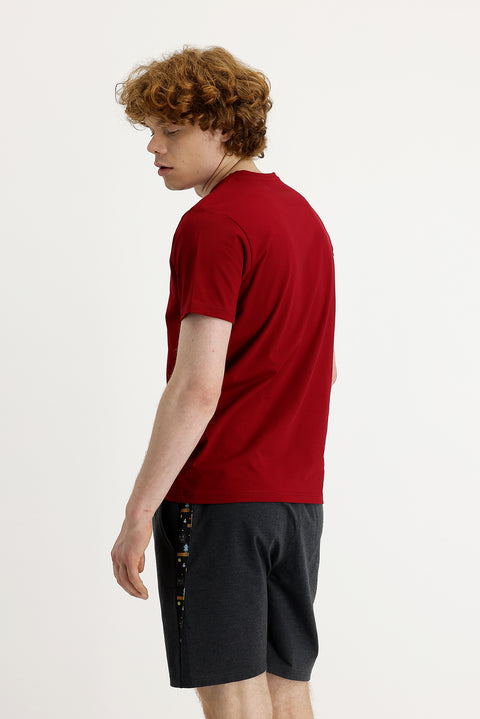 Flag Red Crew Neck Slim Fit Printed T-Shirt