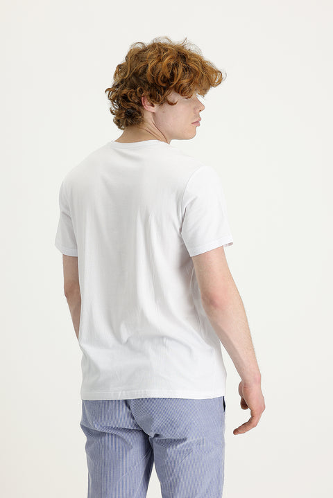 White Crew Neck Slim Fit Printed T-Shirt