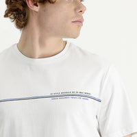 White Crew Neck Slim Fit Printed T-Shirt