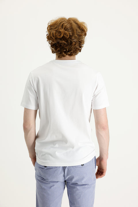 White Crew Neck Slim Fit Printed T-Shirt