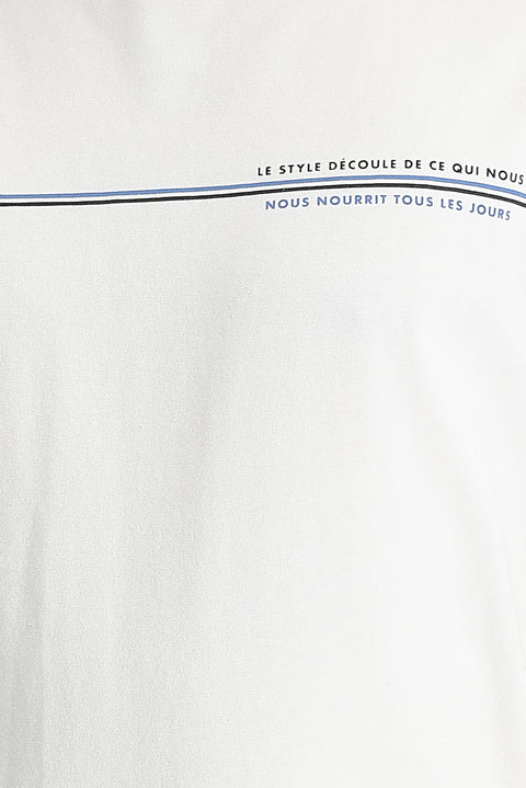 White Crew Neck Slim Fit Printed T-Shirt