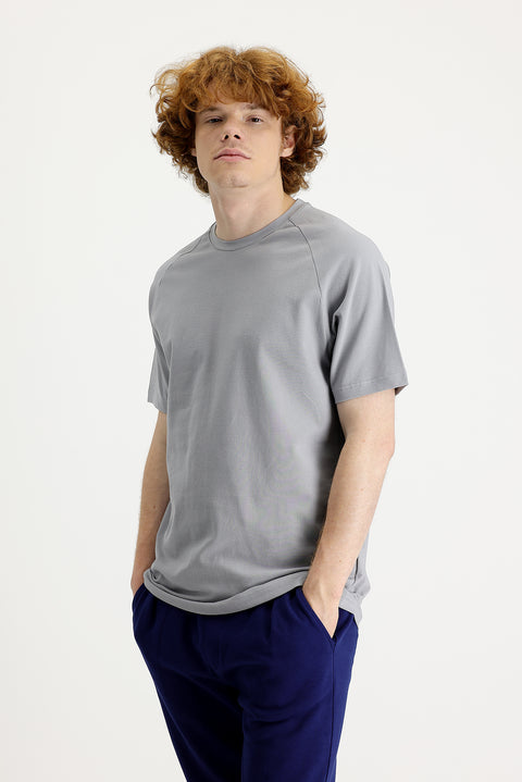 Light Grey Crew Neck Slim Fit T-Shirt