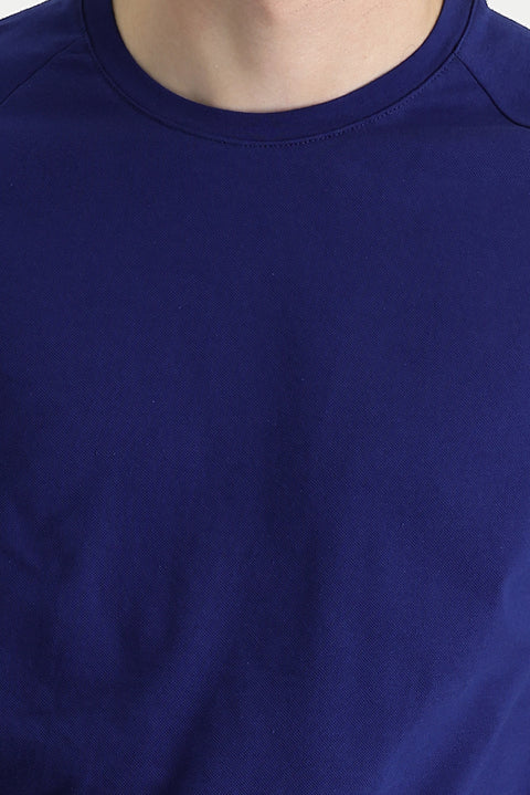 Medium Navy Crew Neck Slim Fit Cotton T-Shirt