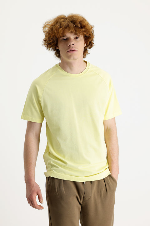 Light Yellow Crew Neck Slim Fit T-Shirt