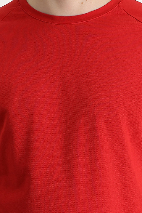 Flag Red Crew Neck Slim Fit Narrow Cut T-Shirt
