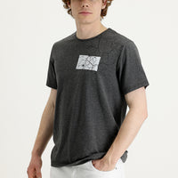 Dark Anthracite Crew Neck Slim Fit Printed Cotton T-Shirt