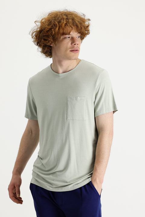 Mint Green Eco-Line Crew Neck Slim Fit T-Shirt