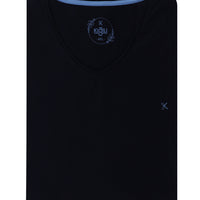Black and Navy Plus Size V-Neck Cotton Supreme T-Shirt
