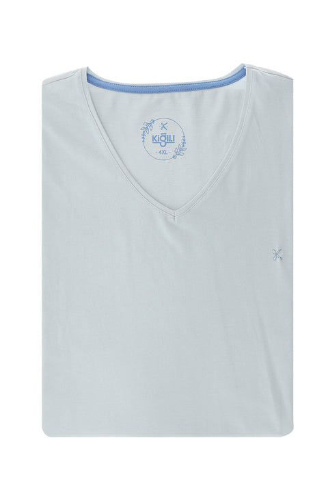 Light Blue Plus Size V-Neck Cotton Supreme T-Shirt