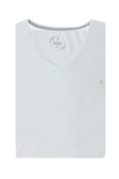 White Plus Size V-Neck Cotton Supreme T-Shirt
