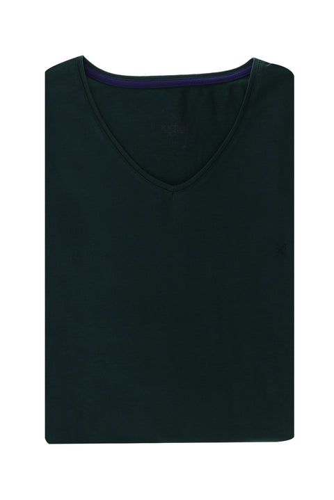 Dark Green Plus Size V-Neck Cotton Supreme T-Shirt