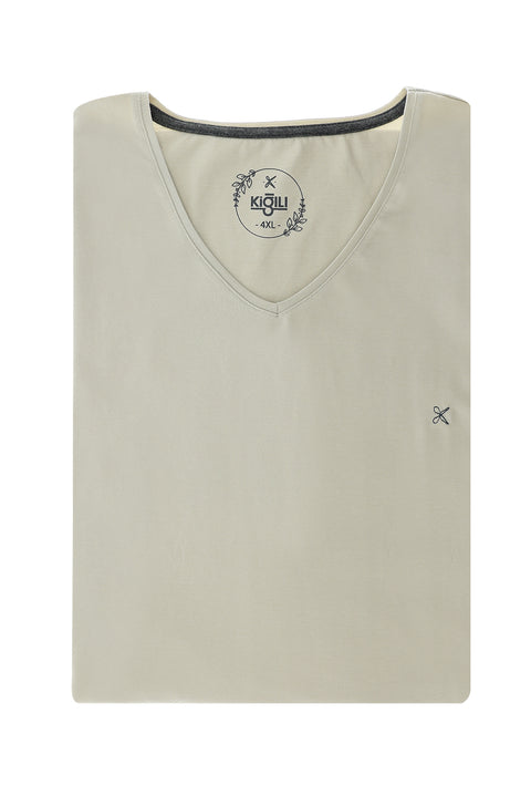 Light Mink Plus Size V-Neck Cotton Supreme T-Shirt