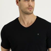 Black V-Neck Slim Fit Cotton T-Shirt