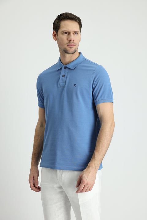 Dark Aviator Polo Collar Regular Fit Embroidered Cotton T-Shirt