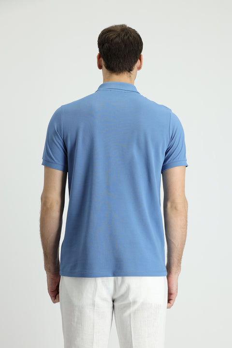 Dark Aviator Polo Collar Regular Fit Embroidered Cotton T-Shirt