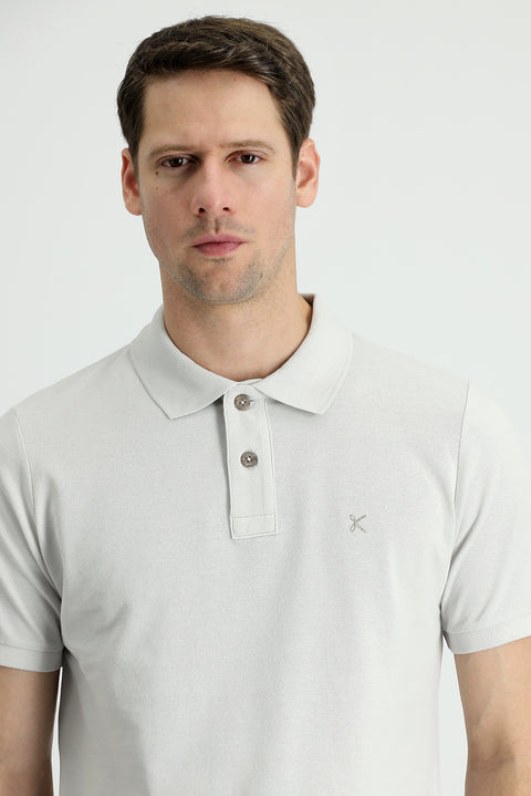 Stone Embroidered Polo Collar Regular Fit Cotton T-Shirt