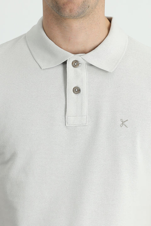 Stone Embroidered Polo Collar Regular Fit Cotton T-Shirt
