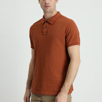 Cinnamon Polo Collar Regular Fit Embroidered Cotton T-Shirt