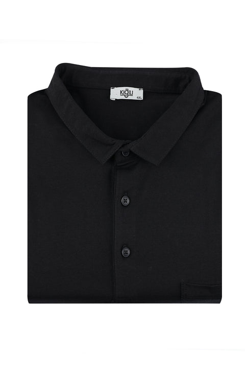 Black Plus Size Polo Collar Cotton Supreme T-Shirt