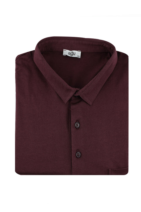 Dark Burgundy Plus Size Polo Collar Cotton Supreme T-Shirt