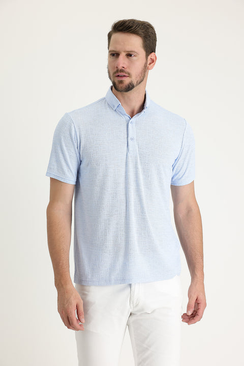 Mavi Polo Yaka Regular Fit Desenli Tişört