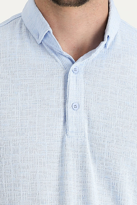 Mavi Polo Yaka Regular Fit Desenli Tişört