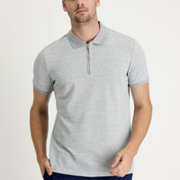 Medium Grey Polo Collar Regular Fit T-shirt
