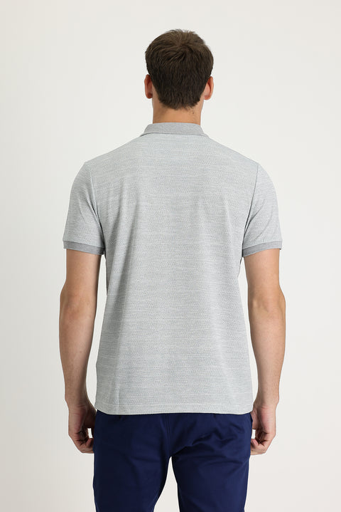 Medium Grey Polo Collar Regular Fit T-shirt