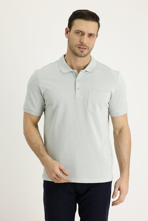 Taş Polo Yaka Regular Fit Nakışlı Pamuk Tişört