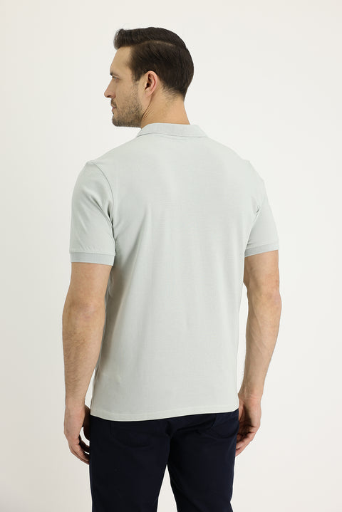 Taş Polo Yaka Regular Fit Nakışlı Pamuk Tişört