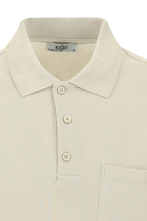 Medium Beige Polo Collar Classic T-shirt