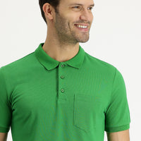 Grass Green Polo Collar Classic Cotton T-Shirt