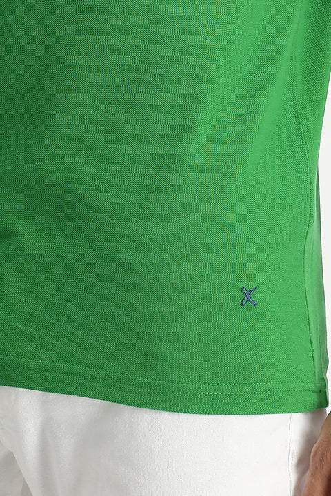 Grass Green Polo Collar Classic Cotton T-Shirt