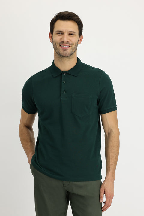 Dark Green Polo Collar Classic T-shirt
