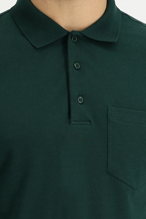 Dark Green Polo Collar Classic T-shirt
