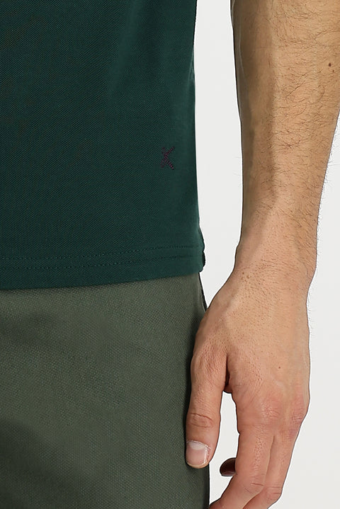 Dark Green Polo Collar Classic T-shirt