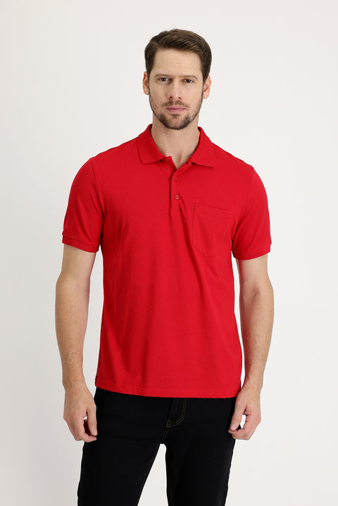 Flag Red Polo Collar Classic Cotton T-Shirt